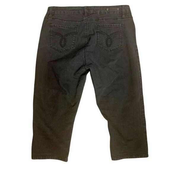 Royalty Denim Super Soft Capri Jeans 12 Black Stretch Jeggings Pockets Button - Picture 3 of 6